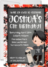 red black boys skateboard birthday party invitations