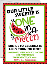 red black one in a melon birthday invitations summer party theme