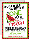 red black one in a melon birthday invitations summer party theme