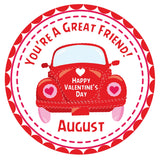 red cute car valentines day sticker