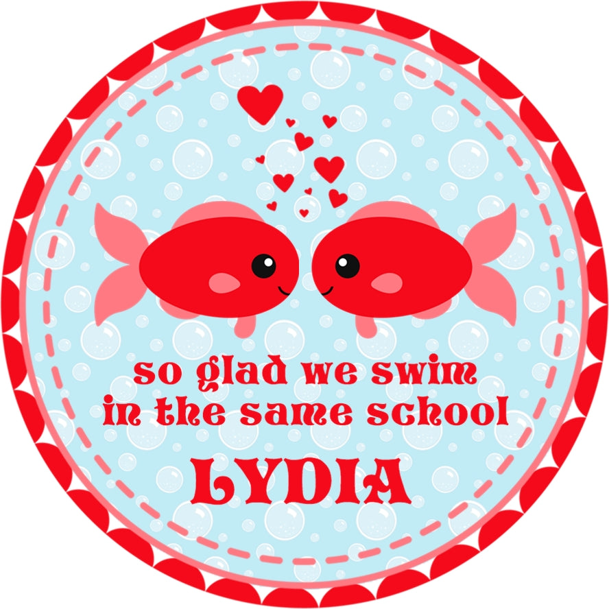 red fish kids valentine treat bag label