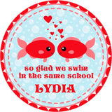red fish kids valentine treat bag label