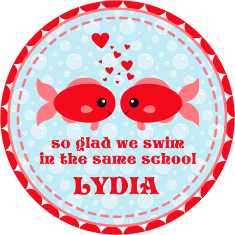 red fish kids valentine treat bag label
