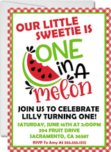 red green black watermelon invitation cards girls first birthday style