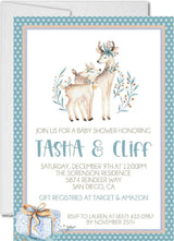 reindeer baby shower invitations icy blue holiday design