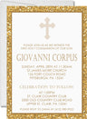 religious invitations with decorative cross and gold border design