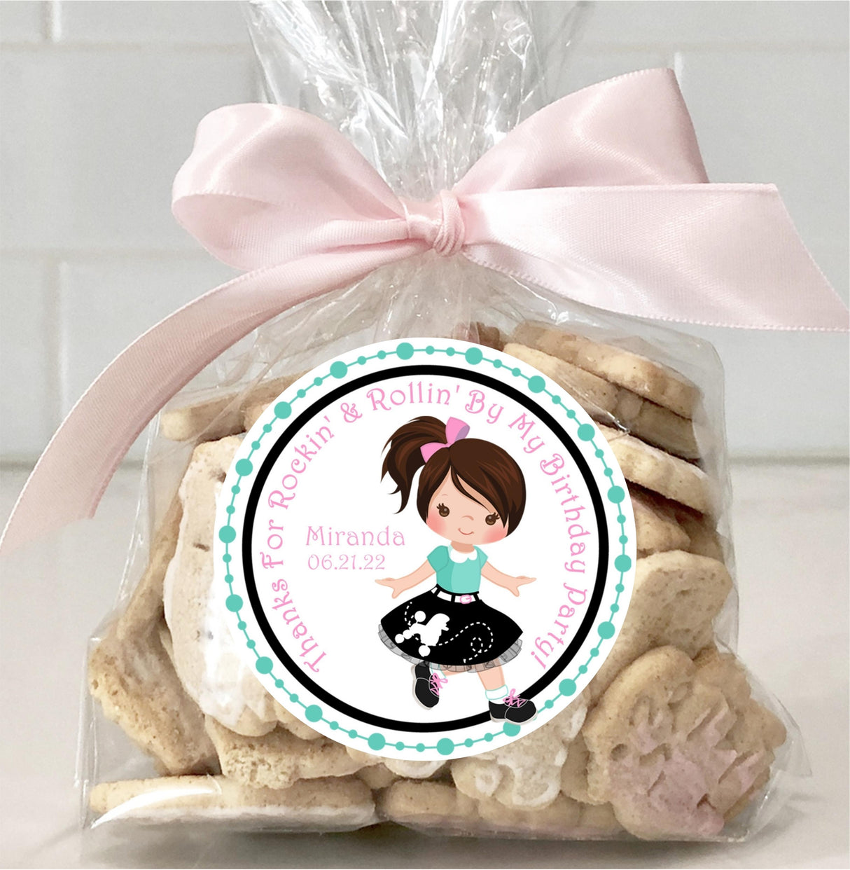 retro sock hop birthday girl stickers