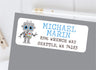 robot themed personalized mailing label