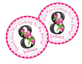 rose accented number birthday favor label
