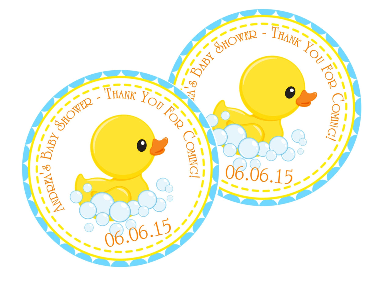 rubber ducky boy baby shower favor label
