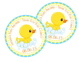 rubber ducky boy baby shower favor label