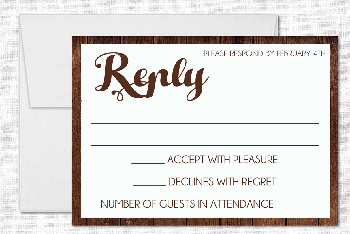rustic wedding rsvp cards