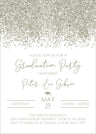 silver graduation party invitations confetti design