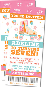 Roller Skating Birthday Ticket Invitations