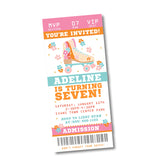 Roller Skating Birthday Ticket Invitations