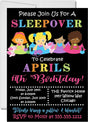 sleepover birthday party invitations colorful pajama party design