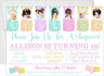sleepover birthday party invitations pastel pajama design