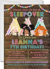 sleepover birthday party invitations teepee slumber design