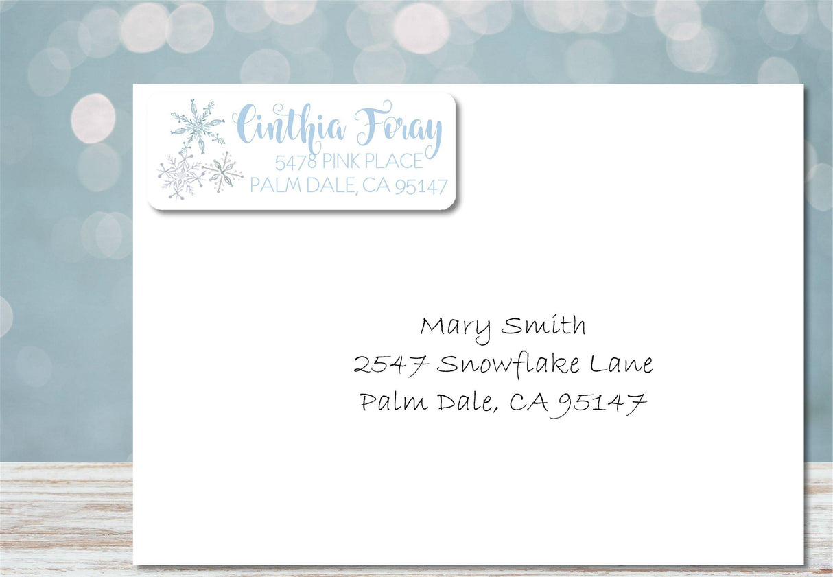 snowflake winter return address labels
