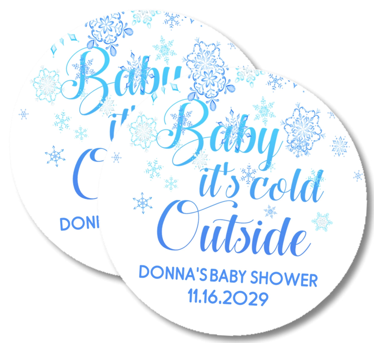 Blue Baby It's Cold Outside Snowflake Baby Shower Stickers