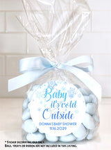 Baby It’s Cold Outside Blue Snowflake Baby Shower Stickers