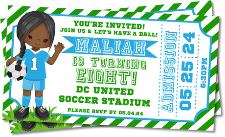 soccer invitation cards girls birthday celebration style