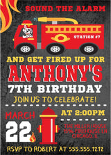 sound the alarm birthday invitations firefighter theme