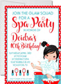 spa birthday party invitations red teal pamper design