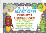 space invitation cards boys birthday party style