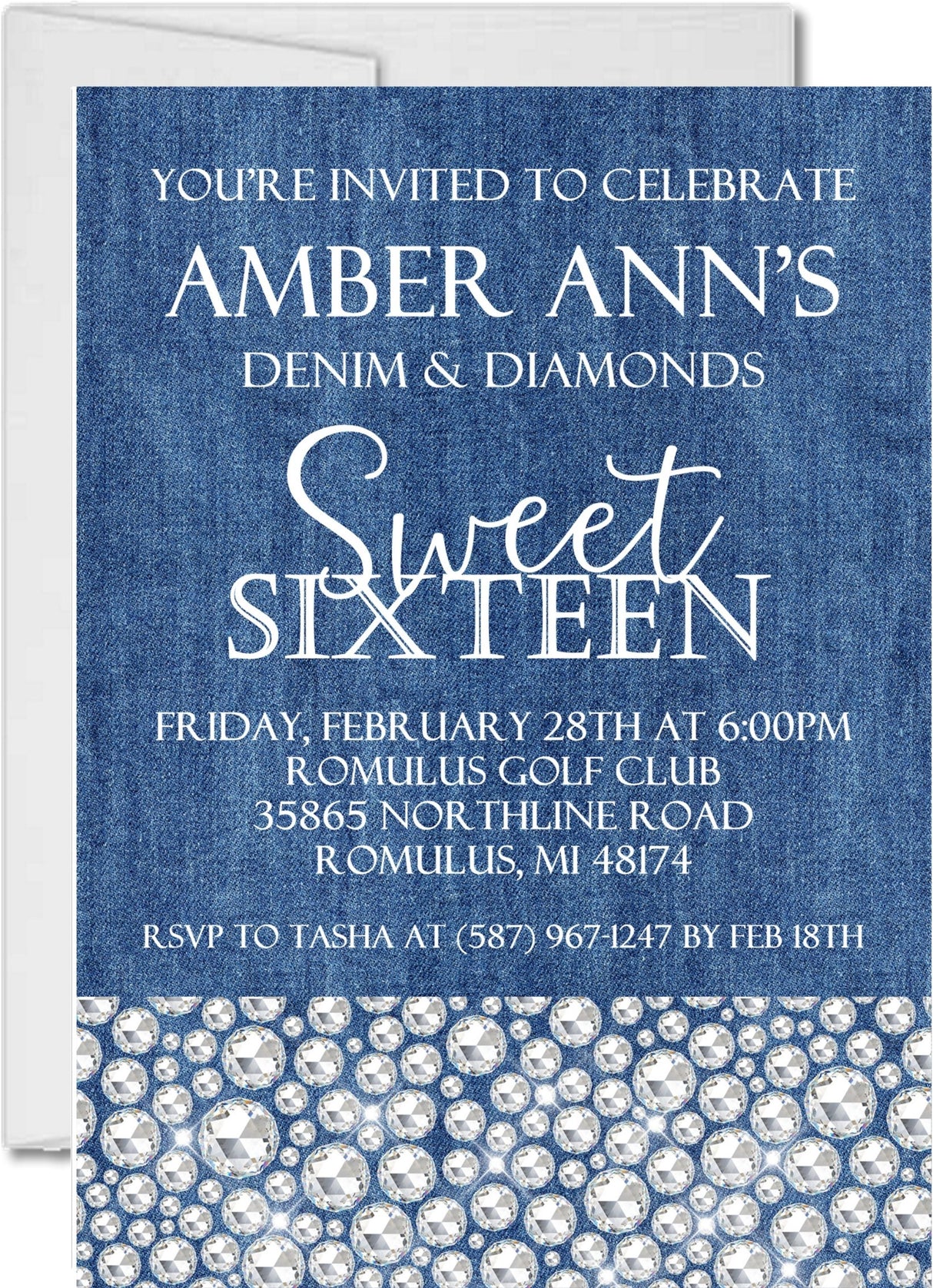 sparkling denim birthday invitations western glam theme