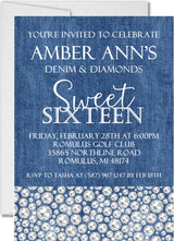 sparkling denim birthday invitations western glam theme