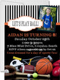 sports birthday party invitations custom photo sports design