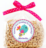 stitched border teal bird birthday sticker design