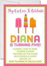 summer treat birthday invitations bright neon theme