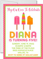 summer treat birthday invitations bright neon theme