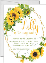 sunflower birthday party invitations botanical floral design