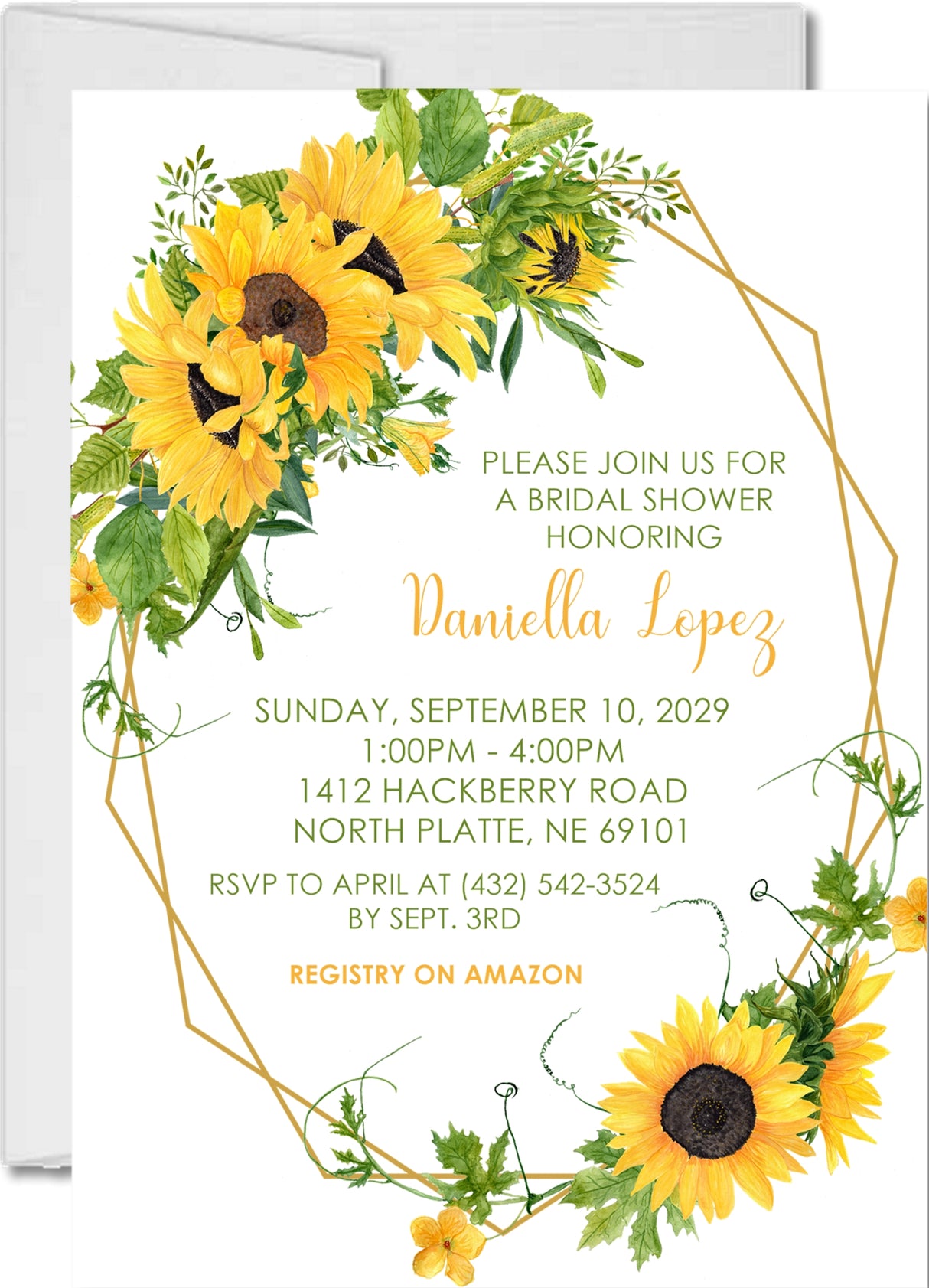 sunflower bridal shower invitations watercolor floral design