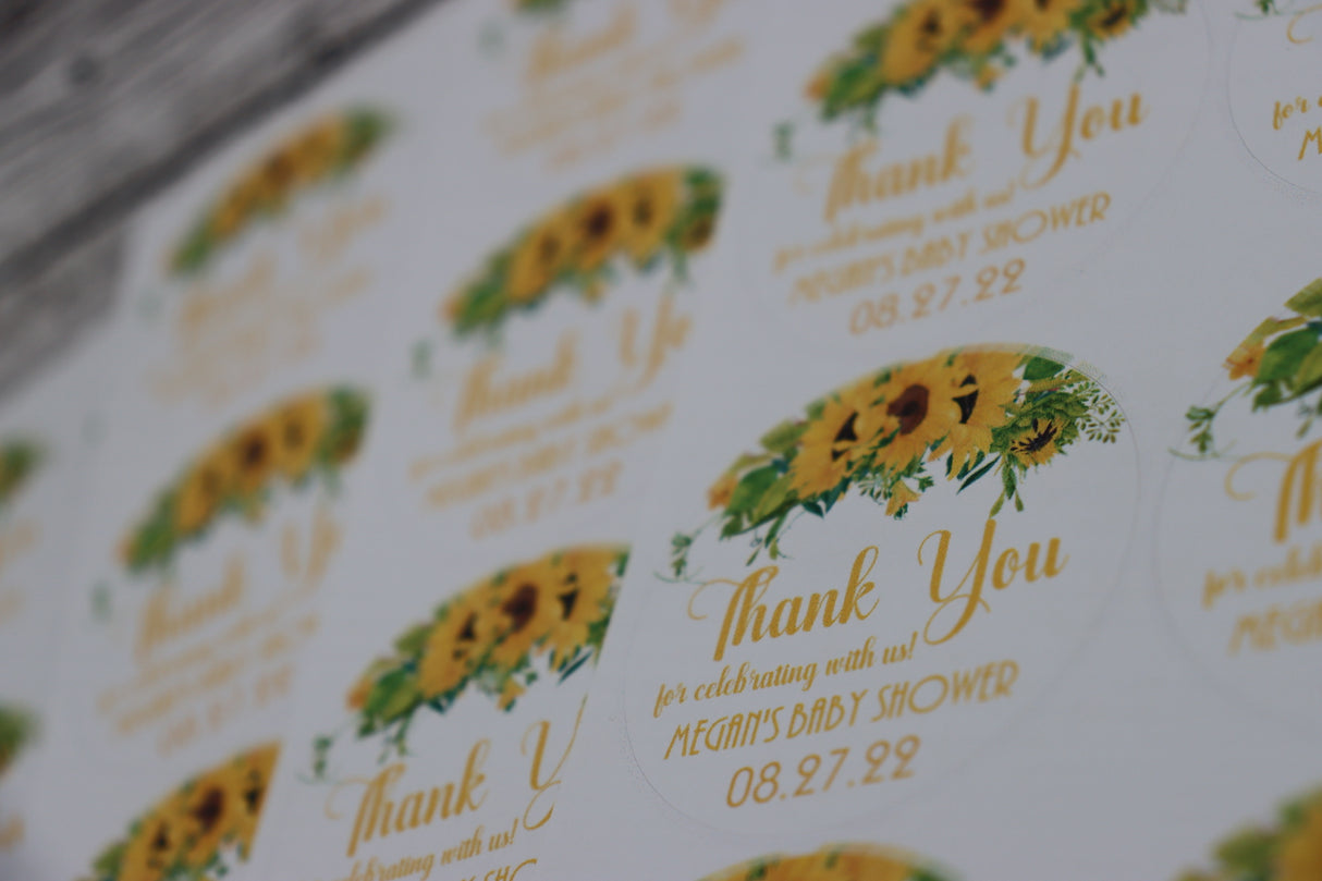 Sunflower Baby Shower Stickers