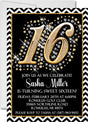 sweet 16 birthday invitations gold glitter number design