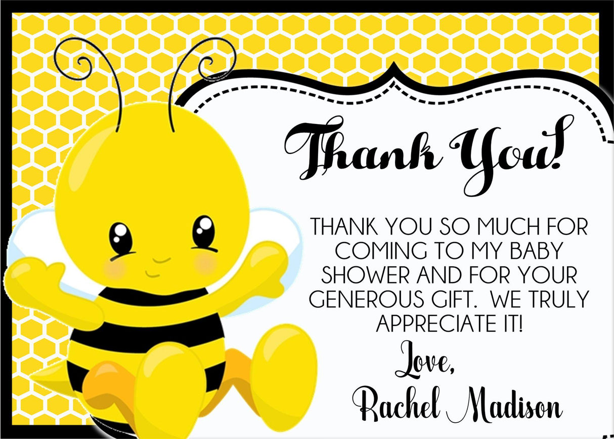 sweet as can bee baby shower thank you notes honeycomb theme