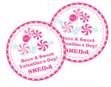 sweet valentine favor label with lollipops and wrapped candy