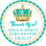 teal and gold crown baby shower sticker with ornate crown and baby shower thank you wording