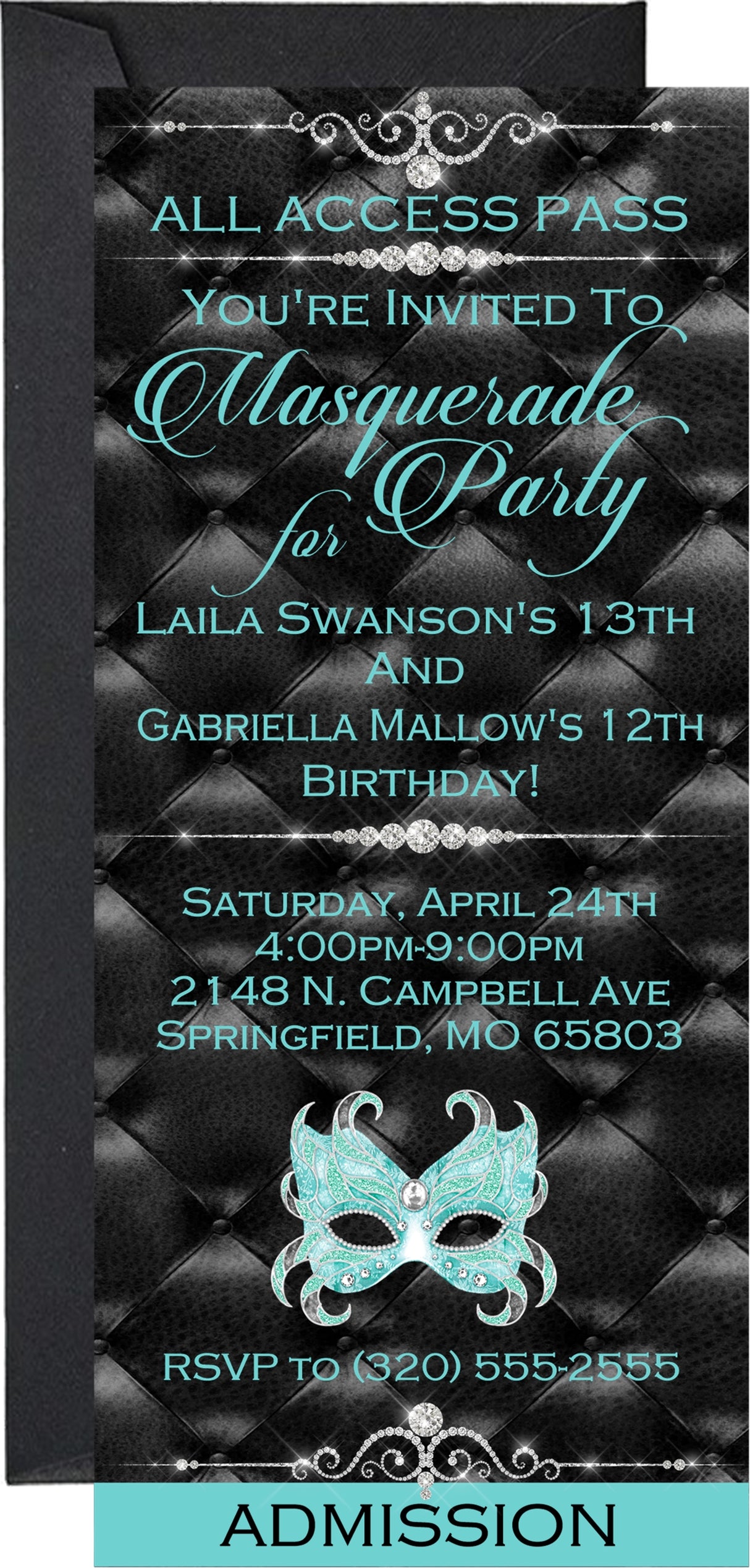 Masquerade Ball Ticket Invitations