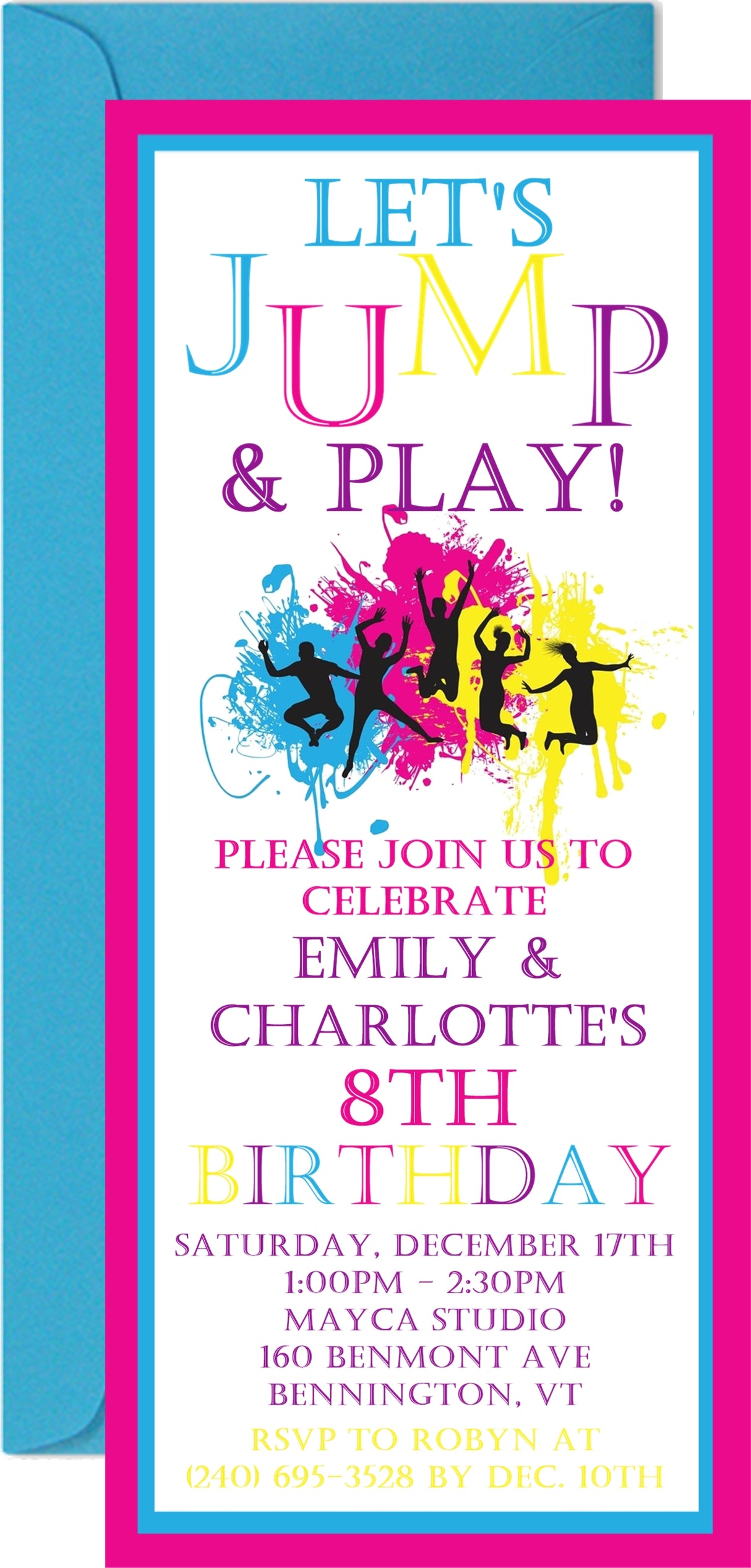 Trampoline Park Birthday Party Ticket Invitations