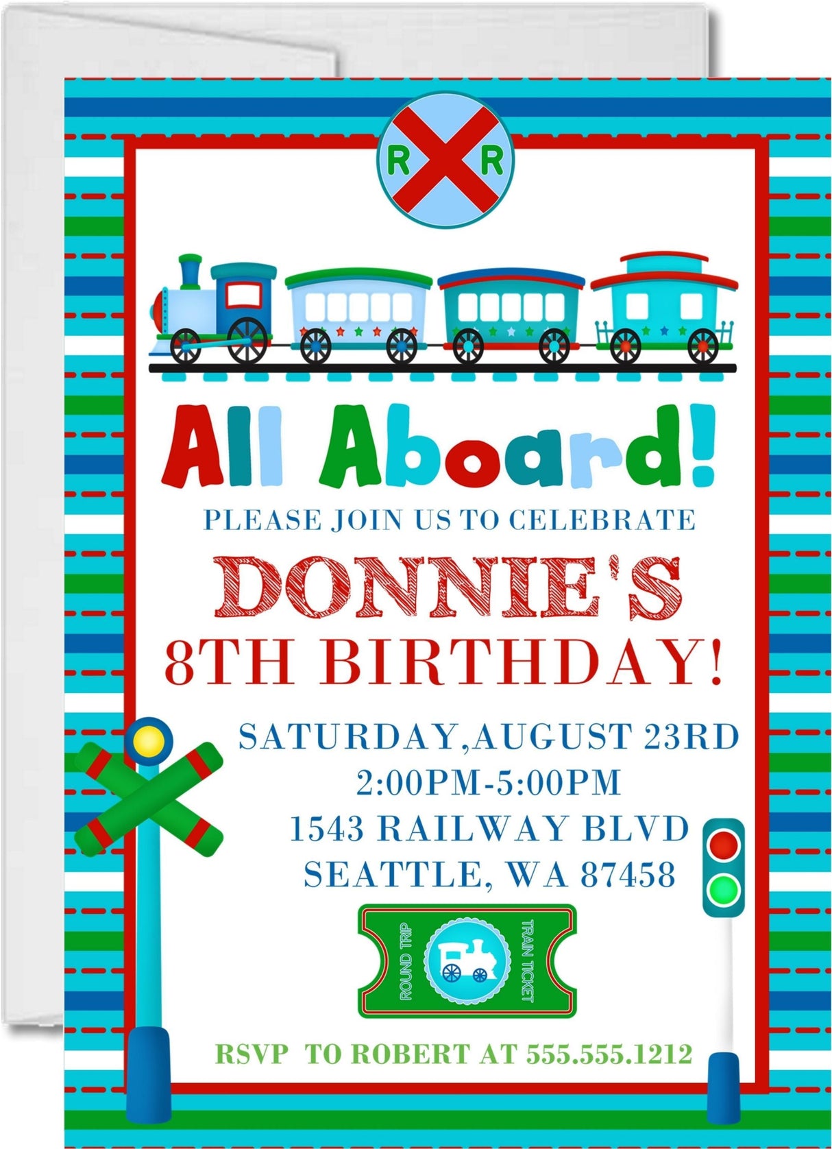 train birthday party invitations colorful locomotive design