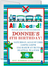 train birthday party invitations colorful locomotive design