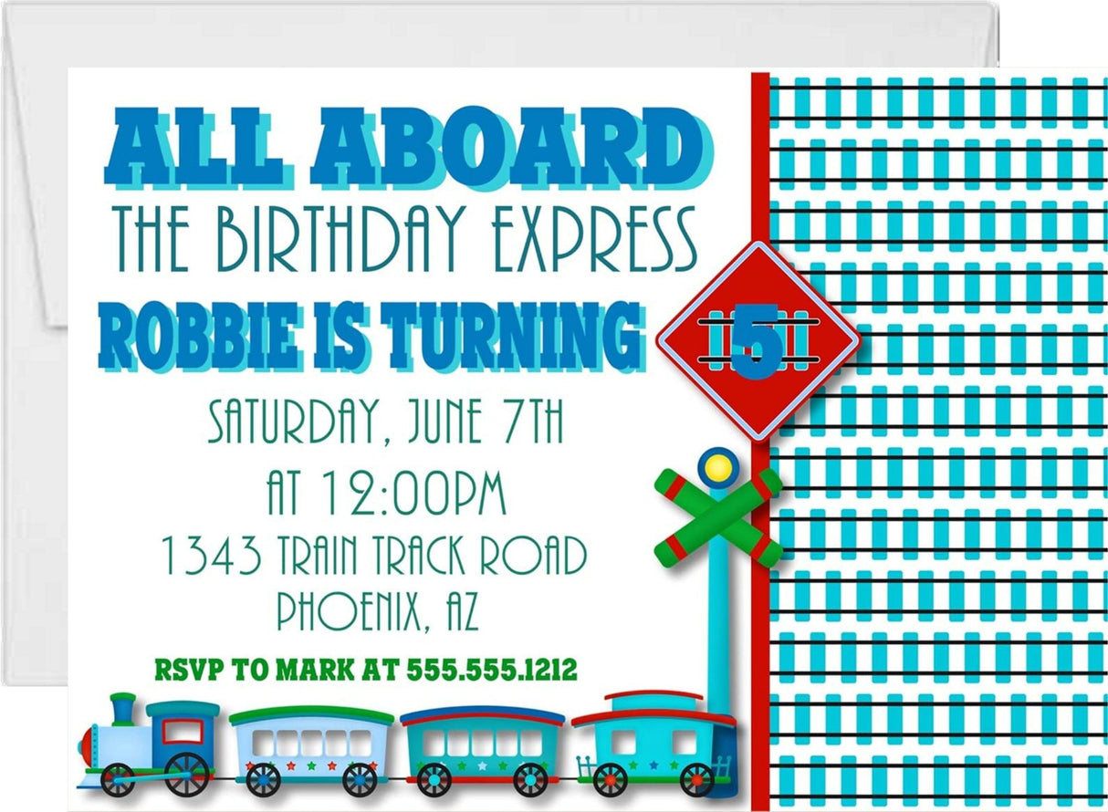 train invitation cards boys birthday celebration style