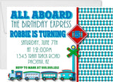 train invitation cards boys birthday celebration style