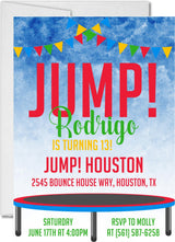 trampoline park birthday party invitations colorful jump design