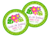 tropical luau floral birthday sticker
